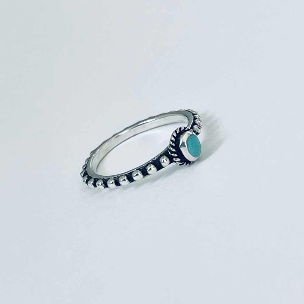 ♥️TOP SELLER♥️ Sterling Silver Mini Bali Style Turquoise Ring, Silver Rings - Picture 7 of 13